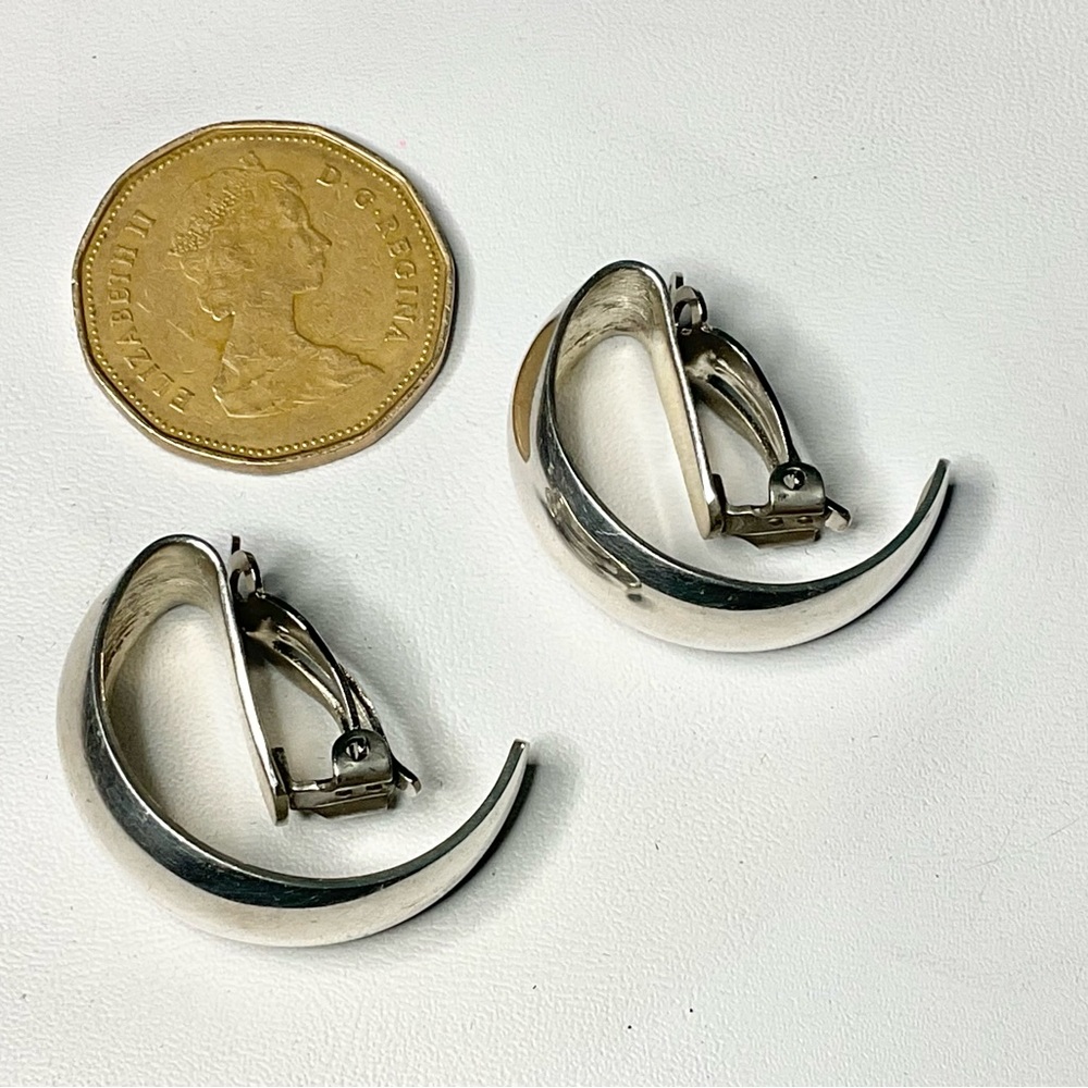 Vintage Sterling Silver Clip Hoops Chunky Solid 14.6 grams - Picture 4 of 9